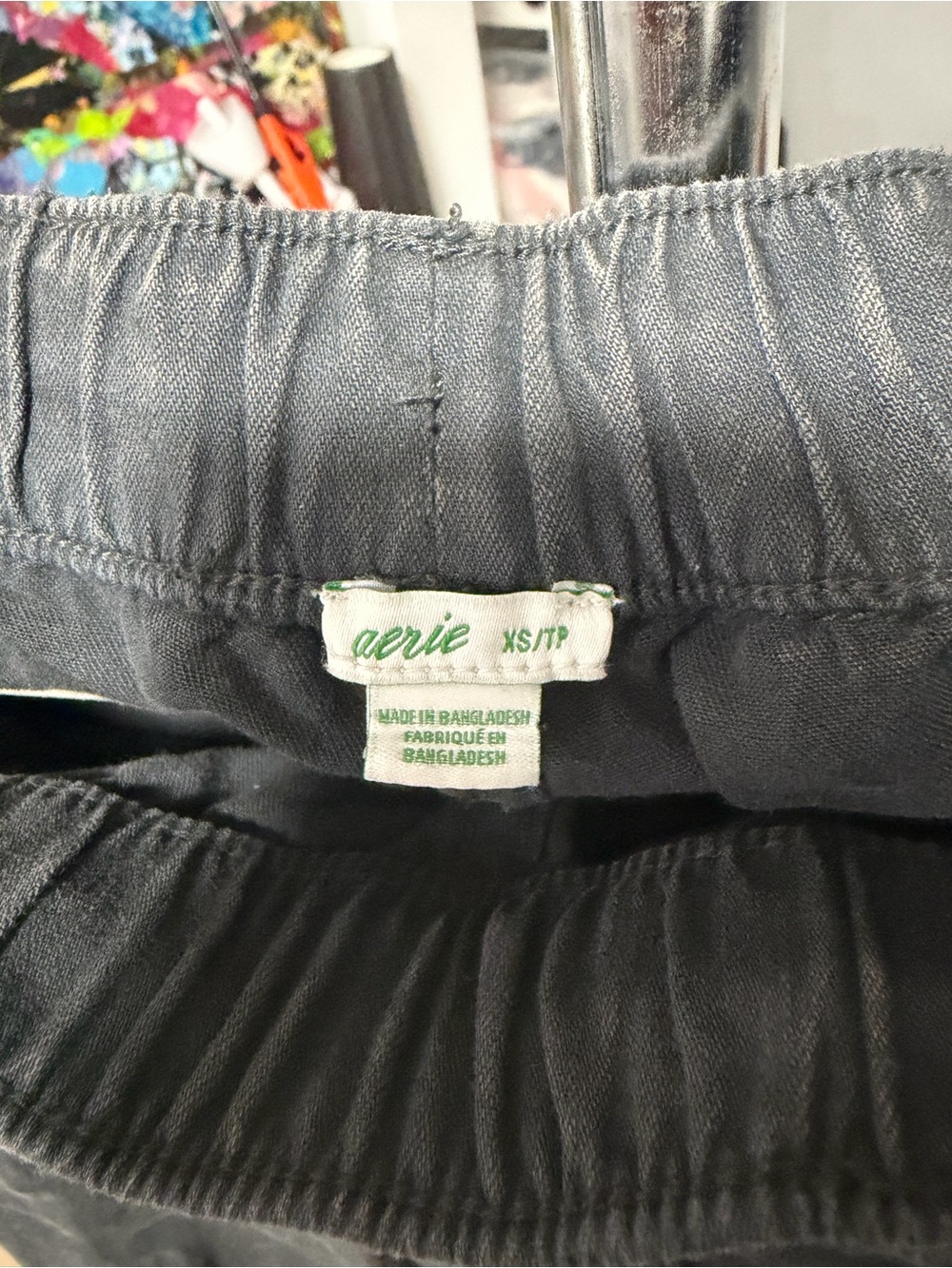 aerie Charcoal Elastic Waist Casual Pants
